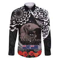 New Zealand and Cook Islands ANZAC Day Family Matching Off The Shoulder Long Sleeve Dress and Hawaiian Shirt Gallipoli Lest We Forget Tatau Art Tribal and Maori Tattoo with Fern