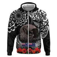 New Zealand and Cook Islands ANZAC Day Hoodie Gallipoli Lest We Forget Tatau Art Tribal and Maori Tattoo with Fern