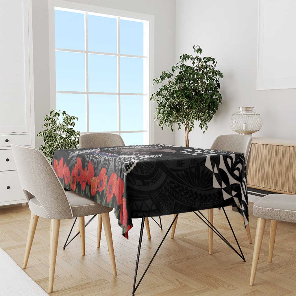 New Zealand and Cook Islands ANZAC Day Tablecloth Gallipoli Lest We Forget Tatau Art Tribal and Maori Tattoo with Fern