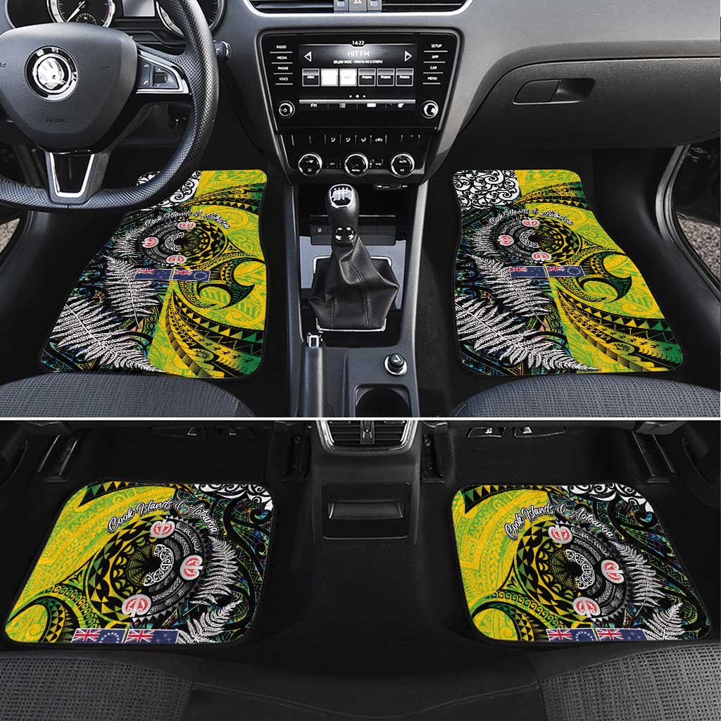 New Zealand and Cook Islands Together Car Mats Tatau Art Tribal Pattern-Maori Tattoo with Fern and Paua Shell LT03 Set 4pcs Art - Polynesian Pride
