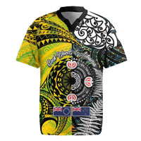 New Zealand and Cook Islands Together Rugby Jersey Tatau Art Tribal Pattern-Maori Tattoo with Fern and Paua Shell