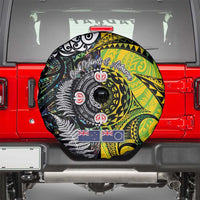 New Zealand and Cook Islands Together Spare Tire Cover Tatau Art Tribal Pattern-Maori Tattoo with Fern and Paua Shell