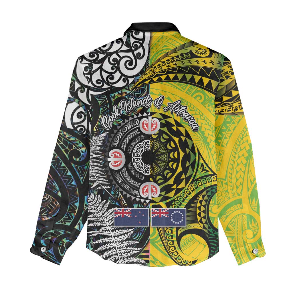 New Zealand and Cook Islands Together Women Casual Shirt Tatau Art Tribal Pattern-Maori Tattoo with Fern and Paua Shell