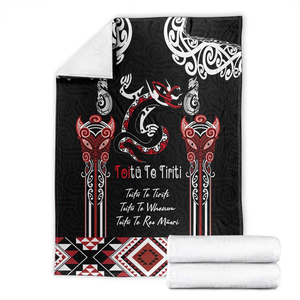 Aotearoa Toitu Te Tiriti-Maori Taniwha Blanket Toitu Te Whenua Toitu Te Reo Maori