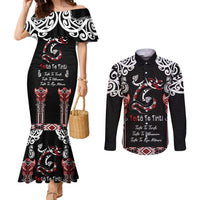 Aotearoa Toitu Te Tiriti-Maori Taniwha Couples Matching Mermaid Dress and Long Sleeve Button Shirt Toitu Te Whenua Toitu Te Reo Maori