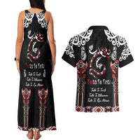 Aotearoa Toitu Te Tiriti-Maori Taniwha Couples Matching Tank Maxi Dress and Hawaiian Shirt Toitu Te Whenua Toitu Te Reo Maori