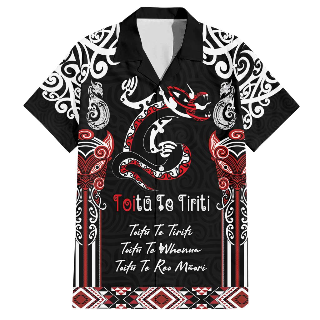Aotearoa Toitu Te Tiriti-Maori Taniwha Family Matching Long Sleeve Bodycon Dress and Hawaiian Shirt Toitu Te Whenua Toitu Te Reo Maori