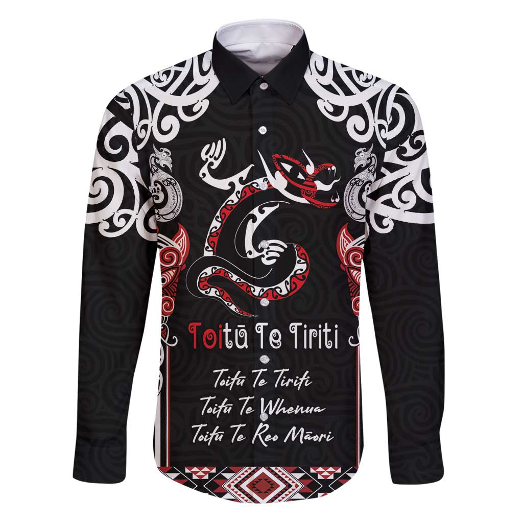 Aotearoa Toitu Te Tiriti-Maori Taniwha Family Matching Puletasi and Hawaiian Shirt Toitu Te Whenua Toitu Te Reo Maori