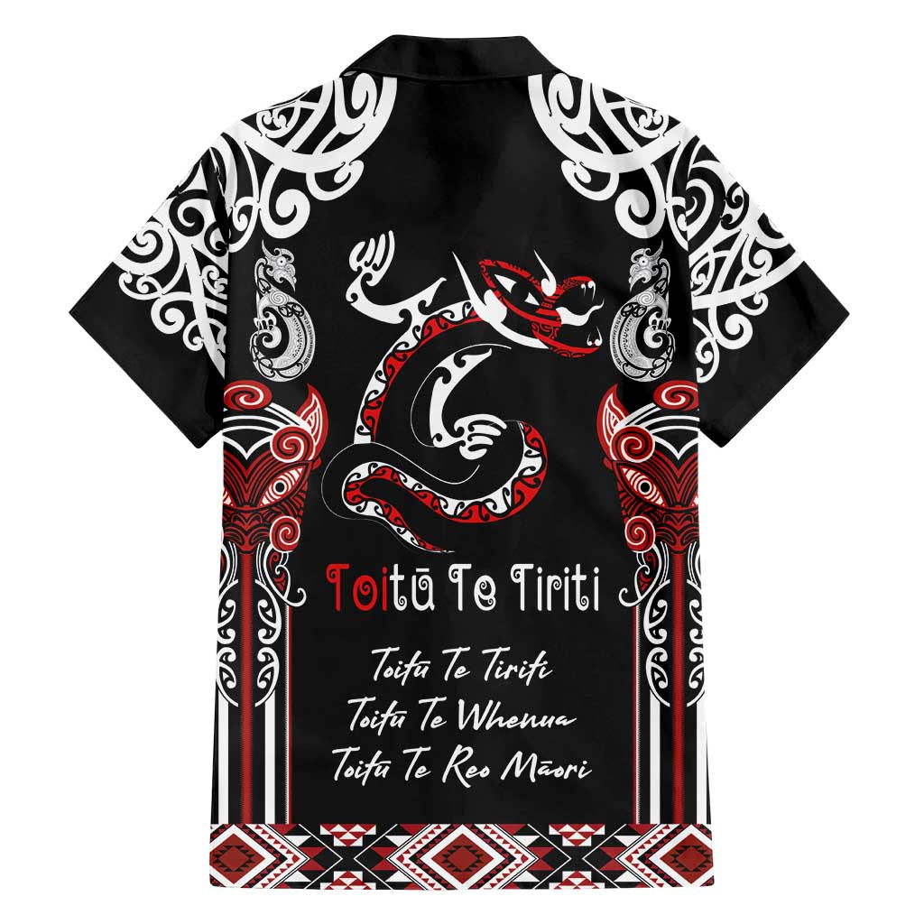 Aotearoa Toitu Te Tiriti-Maori Taniwha Family Matching Short Sleeve Bodycon Dress and Hawaiian Shirt Toitu Te Whenua Toitu Te Reo Maori