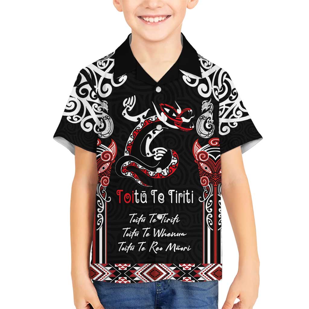 Aotearoa Toitu Te Tiriti-Maori Taniwha Family Matching Tank Maxi Dress and Hawaiian Shirt Toitu Te Whenua Toitu Te Reo Maori