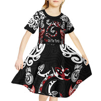 Aotearoa Toitu Te Tiriti-Maori Taniwha Kid Short Sleeve Dress Toitu Te Whenua Toitu Te Reo Maori