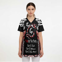 Aotearoa Toitu Te Tiriti-Maori Taniwha Scrub Top Toitu Te Whenua Toitu Te Reo Maori - Polynesian Pride