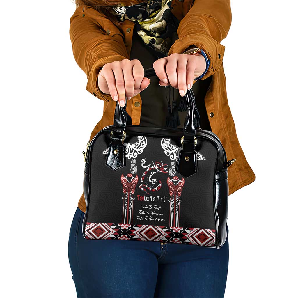 Aotearoa Toitu Te Tiriti-Maori Taniwha Shoulder Handbag Toitu Te Whenua Toitu Te Reo Maori