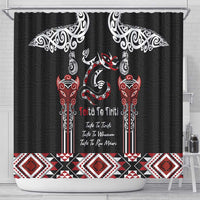 Aotearoa Toitu Te Tiriti-Maori Taniwha Shower Curtain Toitu Te Whenua Toitu Te Reo Maori