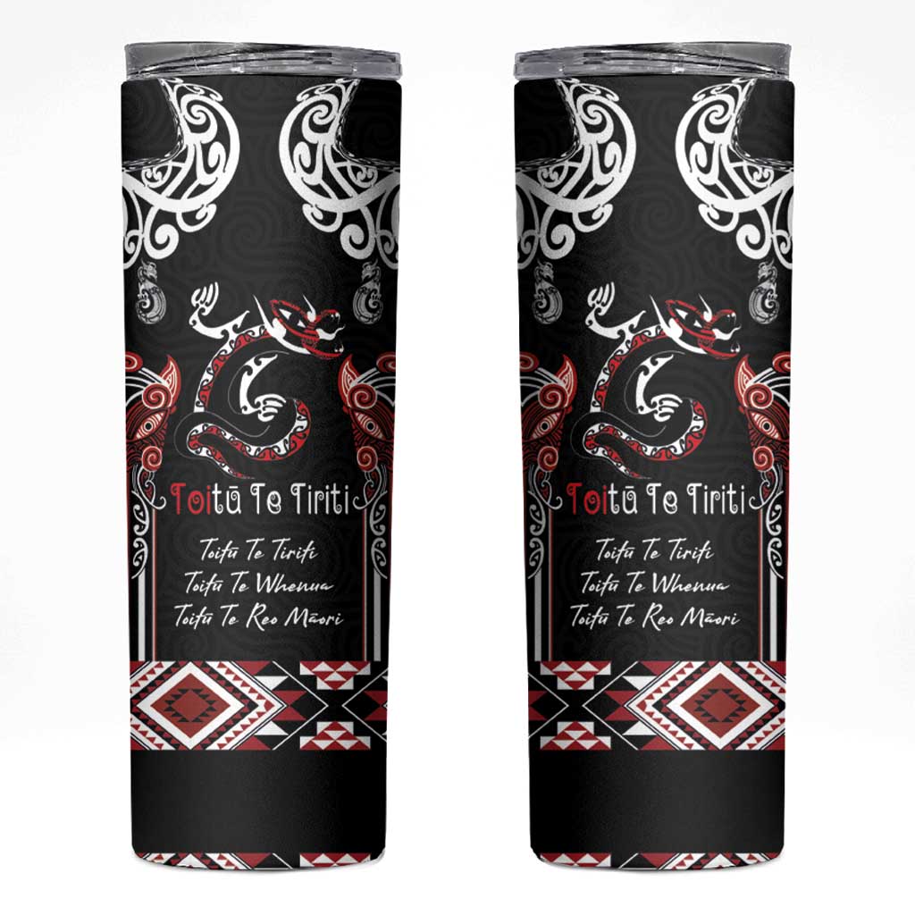 Aotearoa Toitu Te Tiriti-Maori Taniwha Skinny Tumbler Toitu Te Whenua Toitu Te Reo Maori