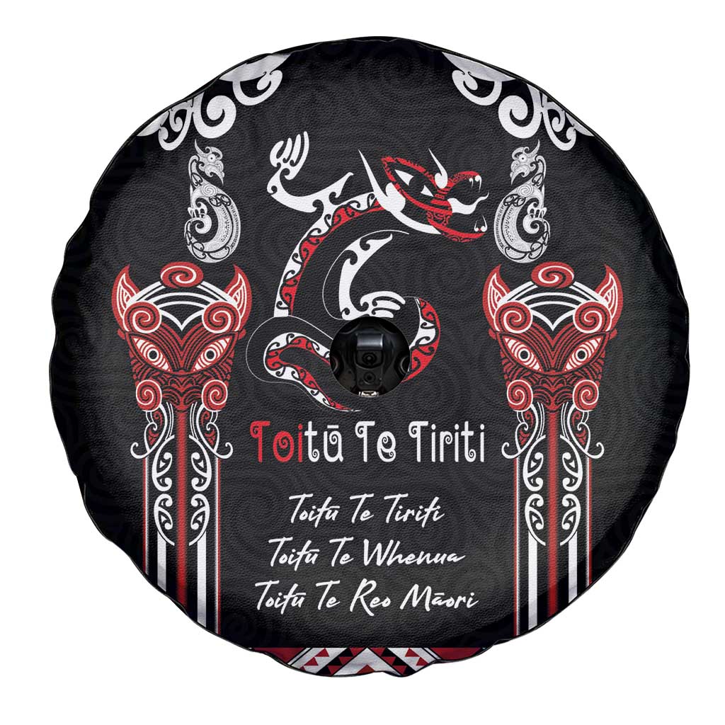 Aotearoa Toitu Te Tiriti-Maori Taniwha Spare Tire Cover Toitu Te Whenua Toitu Te Reo Maori
