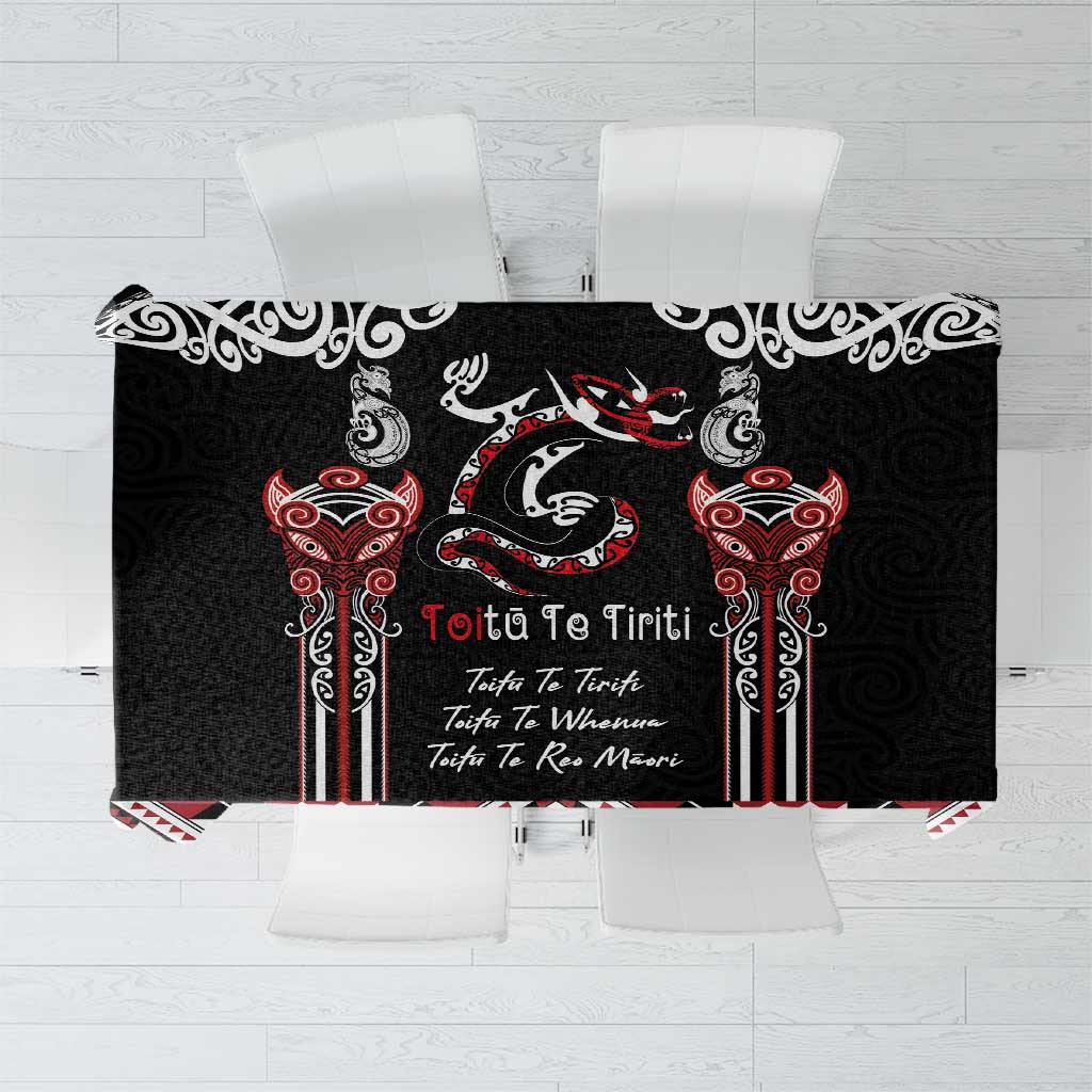 Aotearoa Toitu Te Tiriti-Maori Taniwha Tablecloth Toitu Te Whenua Toitu Te Reo Maori