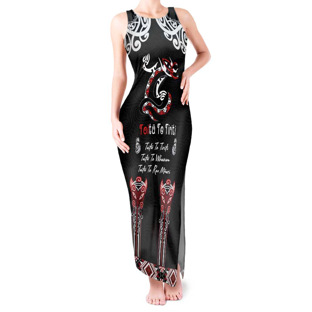 Aotearoa Toitu Te Tiriti-Maori Taniwha Tank Maxi Dress Toitu Te Whenua Toitu Te Reo Maori