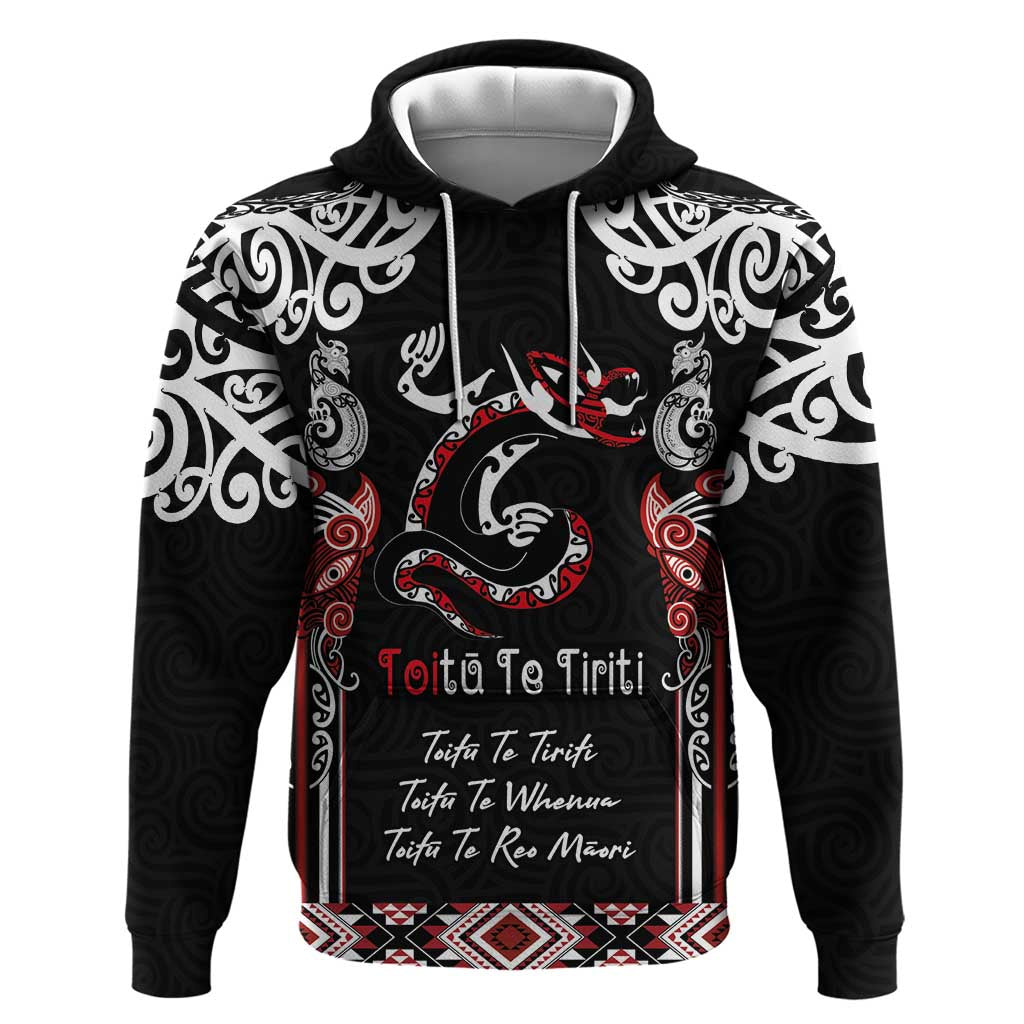 Aotearoa Toitu Te Tiriti-Maori Taniwha Zip Hoodie Toitu Te Whenua Toitu Te Reo Maori