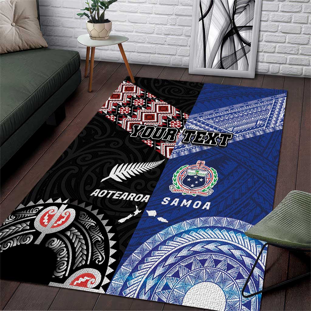 Personalised Aotearoa and Samoa Together Area Rug Tatau Art Tattoos-Taniko and Tukutuku with Maori Pattern