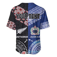 Personalised Aotearoa and Samoa Together Baseball Jersey Tatau Art Tattoos-Taniko and Tukutuku with Maori Pattern