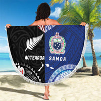 Personalised Aotearoa and Samoa Together Beach Blanket Tatau Art Tattoos-Taniko and Tukutuku with Maori Pattern LT03 - Polynesian Pride
