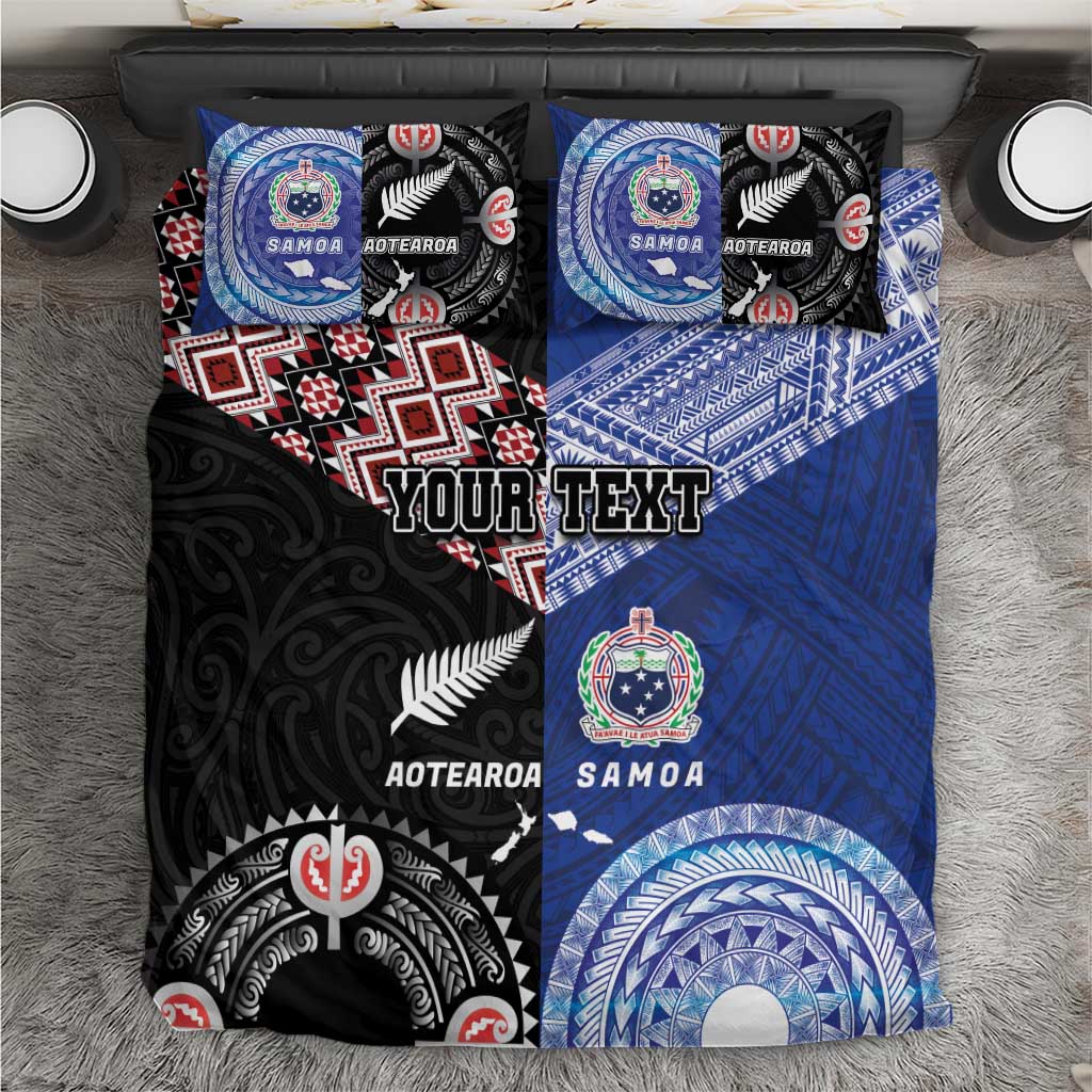 Personalised Aotearoa and Samoa Together Bedding Set Tatau Art Tattoos-Taniko and Tukutuku with Maori Pattern