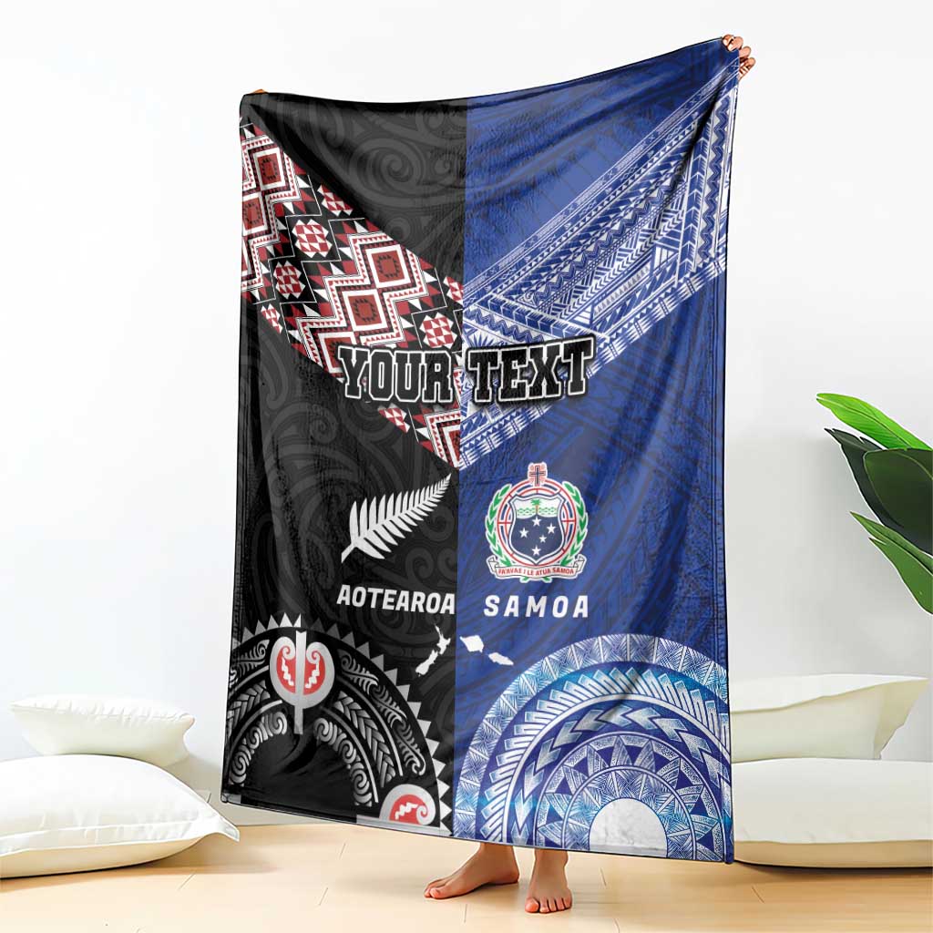 Personalised Aotearoa and Samoa Together Blanket Tatau Art Tattoos-Taniko and Tukutuku with Maori Pattern LT03 - Polynesian Pride