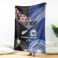 Personalised Aotearoa and Samoa Together Blanket Tatau Art Tattoos-Taniko and Tukutuku with Maori Pattern LT03 - Polynesian Pride