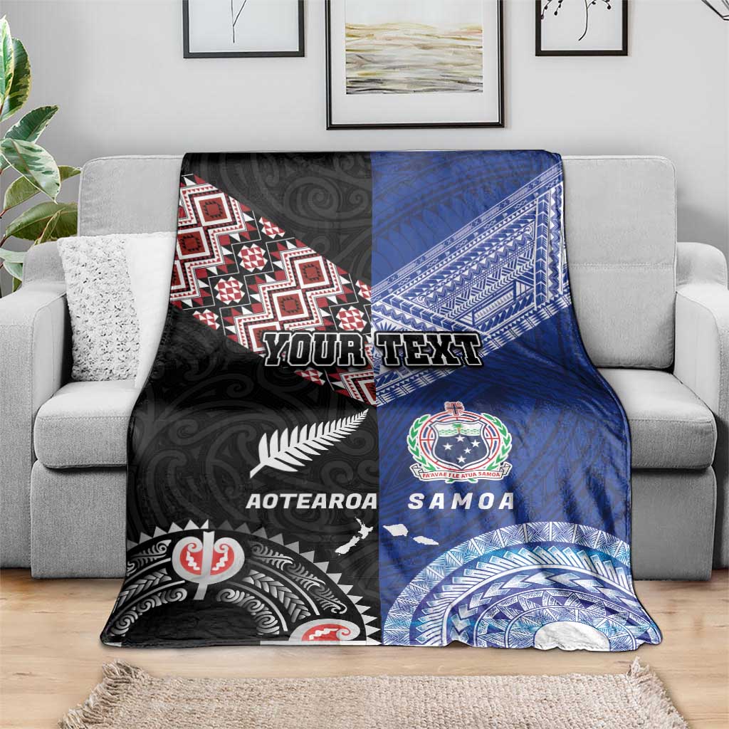 Personalised Aotearoa and Samoa Together Blanket Tatau Art Tattoos-Taniko and Tukutuku with Maori Pattern LT03 - Polynesian Pride