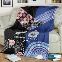 Personalised Aotearoa and Samoa Together Blanket Tatau Art Tattoos-Taniko and Tukutuku with Maori Pattern LT03 - Polynesian Pride