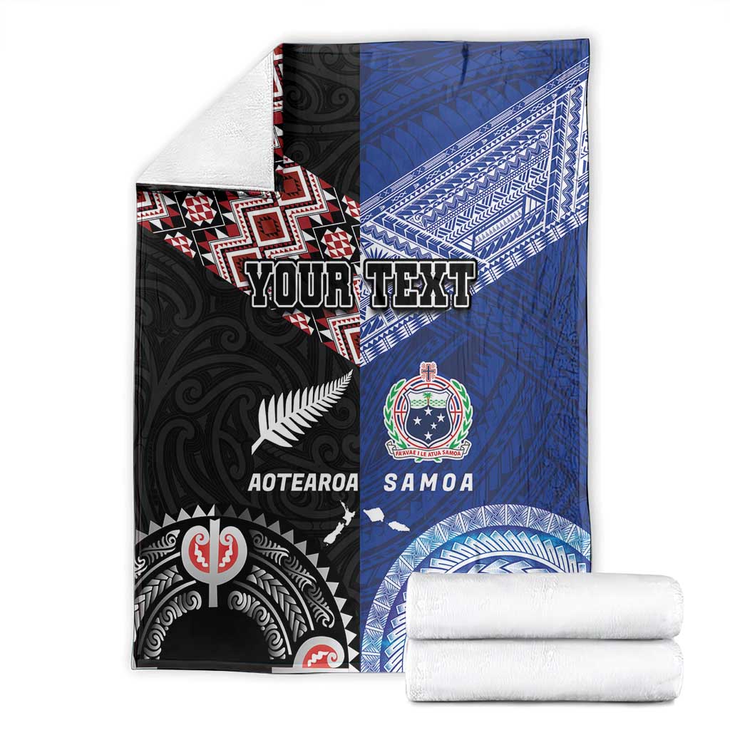 Personalised Aotearoa and Samoa Together Blanket Tatau Art Tattoos-Taniko and Tukutuku with Maori Pattern LT03 - Polynesian Pride
