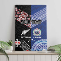 Personalised Aotearoa and Samoa Together Canvas Wall Art Tatau Art Tattoos-Taniko and Tukutuku with Maori Pattern LT03 - Polynesian Pride