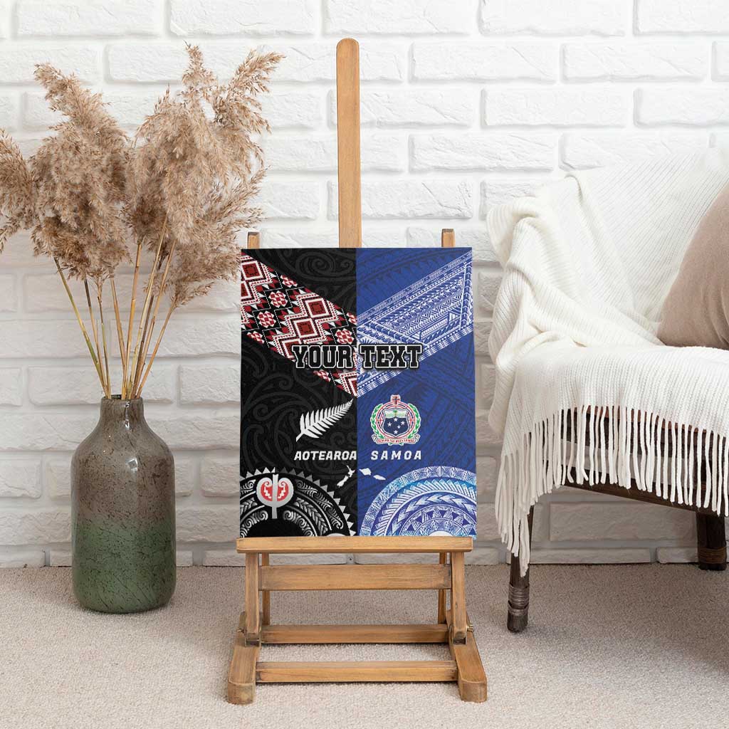 Personalised Aotearoa and Samoa Together Canvas Wall Art Tatau Art Tattoos-Taniko and Tukutuku with Maori Pattern LT03 - Polynesian Pride