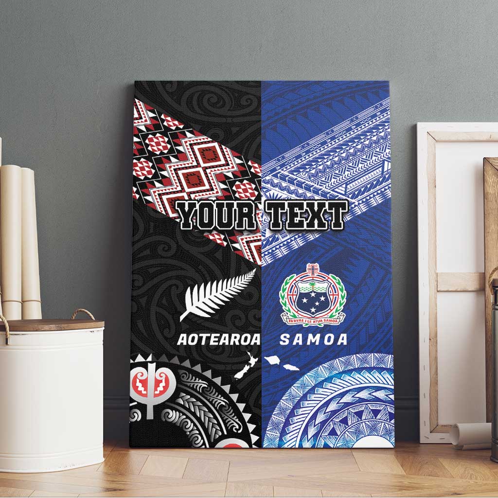 Personalised Aotearoa and Samoa Together Canvas Wall Art Tatau Art Tattoos-Taniko and Tukutuku with Maori Pattern LT03 - Polynesian Pride