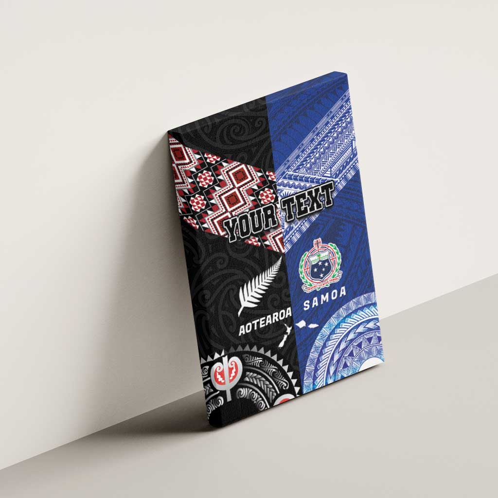 Personalised Aotearoa and Samoa Together Canvas Wall Art Tatau Art Tattoos-Taniko and Tukutuku with Maori Pattern LT03 - Polynesian Pride