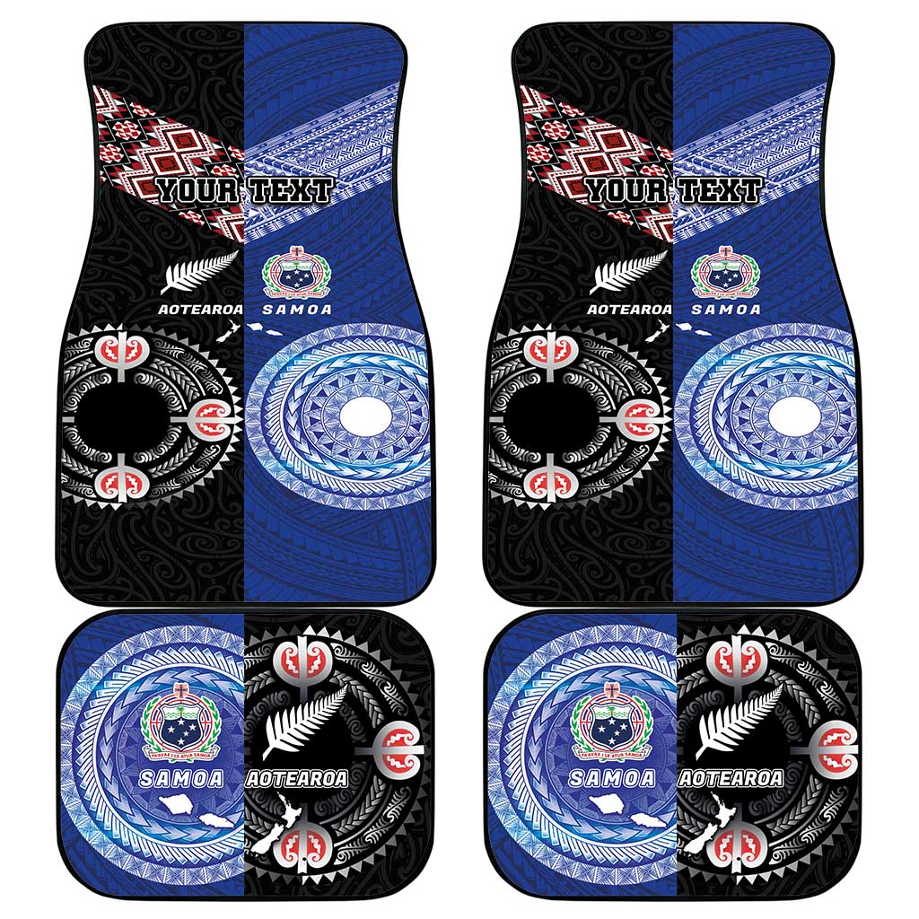 Personalised Aotearoa and Samoa Together Car Mats Tatau Art Tattoos-Taniko and Tukutuku with Maori Pattern LT03 - Polynesian Pride