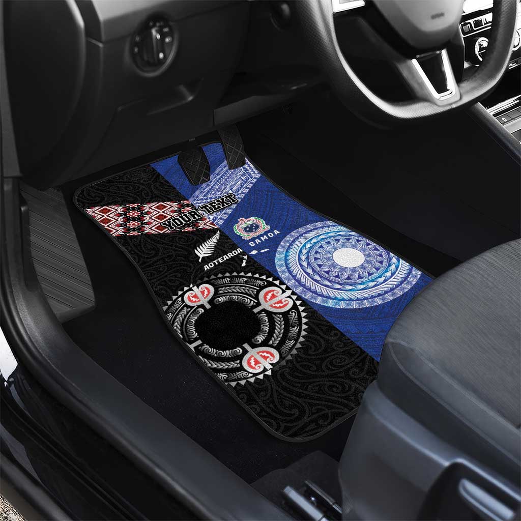 Personalised Aotearoa and Samoa Together Car Mats Tatau Art Tattoos-Taniko and Tukutuku with Maori Pattern LT03 - Polynesian Pride