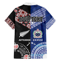 Personalised Aotearoa and Samoa Together Family Matching Puletasi and Hawaiian Shirt Tatau Art Tattoos-Taniko and Tukutuku with Maori Pattern