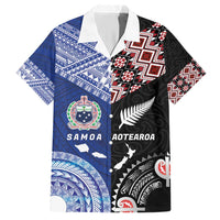 Personalised Aotearoa and Samoa Together Hawaiian Shirt Tatau Art Tattoos-Taniko and Tukutuku with Maori Pattern LT03 Black - Polynesian Pride