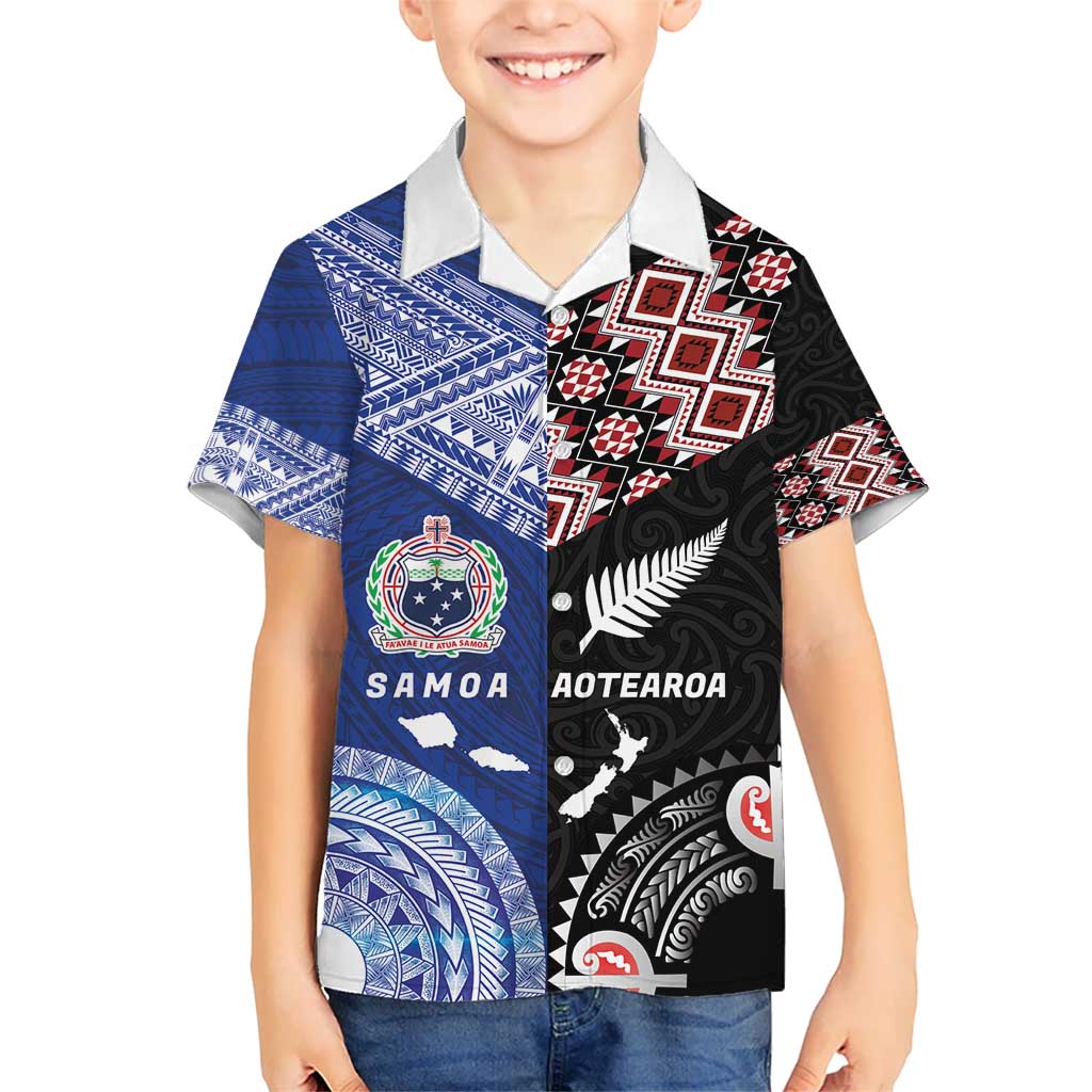 Personalised Aotearoa and Samoa Together Hawaiian Shirt Tatau Art Tattoos-Taniko and Tukutuku with Maori Pattern LT03 - Polynesian Pride