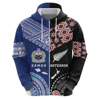 Personalised Aotearoa and Samoa Together Hoodie Tatau Art Tattoos-Taniko and Tukutuku with Maori Pattern