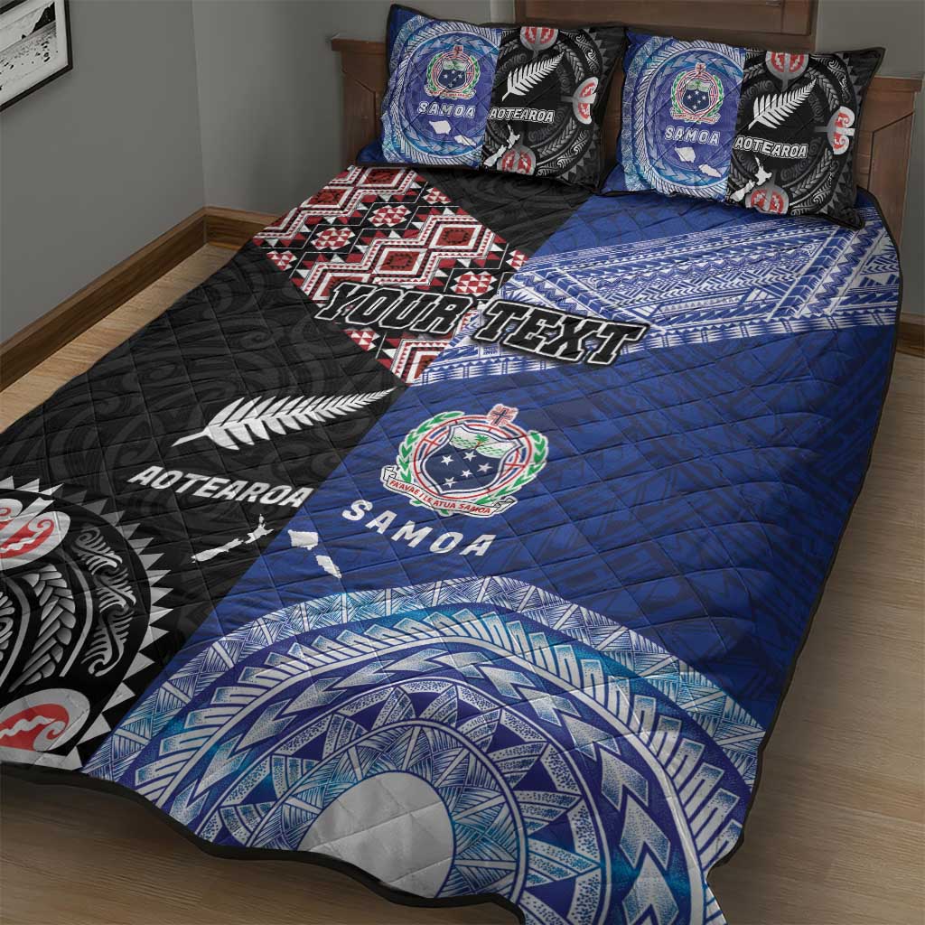Personalised Aotearoa and Samoa Together Quilt Bed Set Tatau Art Tattoos-Taniko and Tukutuku with Maori Pattern LT03 - Polynesian Pride