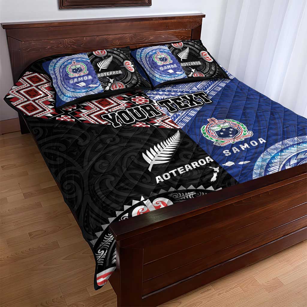 Personalised Aotearoa and Samoa Together Quilt Bed Set Tatau Art Tattoos-Taniko and Tukutuku with Maori Pattern LT03 - Polynesian Pride
