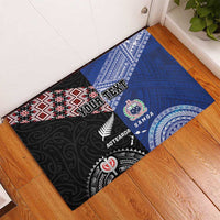 Personalised Aotearoa and Samoa Together Rubber Doormat Tatau Art Tattoos-Taniko and Tukutuku with Maori Pattern LT03 - Polynesian Pride