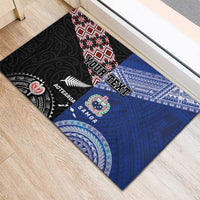 Personalised Aotearoa and Samoa Together Rubber Doormat Tatau Art Tattoos-Taniko and Tukutuku with Maori Pattern LT03 - Polynesian Pride