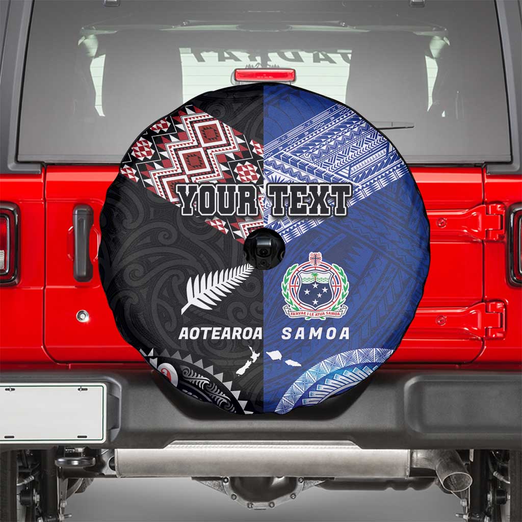 Personalised Aotearoa and Samoa Together Spare Tire Cover Tatau Art Tattoos-Taniko and Tukutuku with Maori Pattern