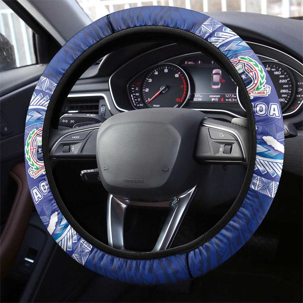 Aotearoa and Samoa Together Steering Wheel Cover Tatau Art Tattoos-Taniko and Tukutuku with Maori Pattern LT03 - Polynesian Pride