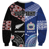 Personalised Aotearoa and Samoa Together Sweatshirt Tatau Art Tattoos-Taniko and Tukutuku with Maori Pattern LT03 - Polynesian Pride