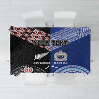 Personalised Aotearoa and Samoa Together Tablecloth Tatau Art Tattoos-Taniko and Tukutuku with Maori Pattern LT03 Black - Polynesian Pride